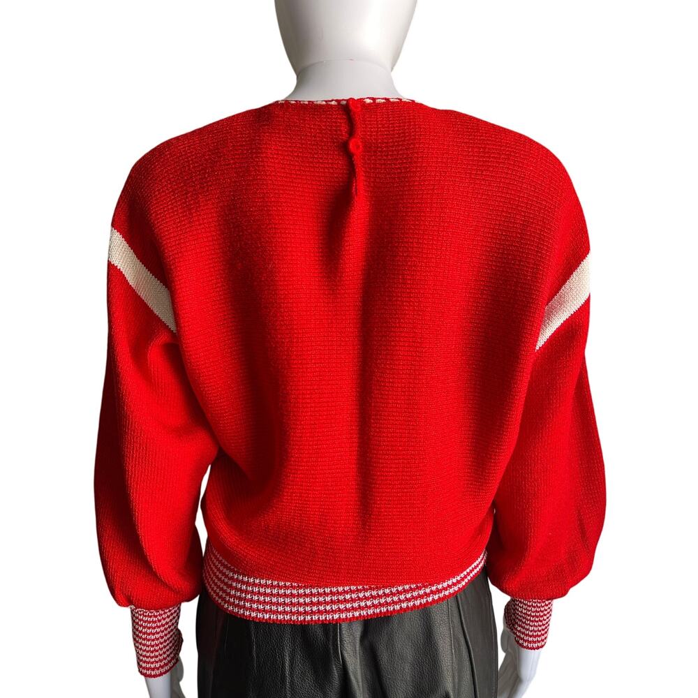 Vintage Lillie Rubin Sweater Anchor Nautical Beaded Sequin Red White Blue Small - Picture 6 of 8